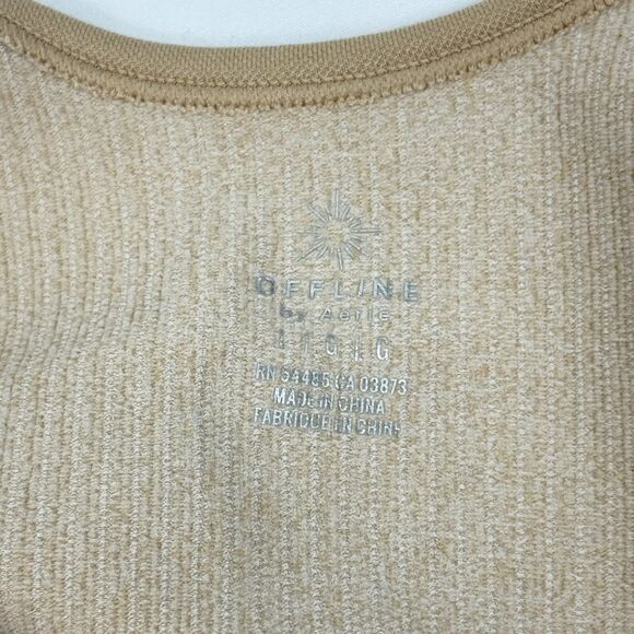 AERIE OFFLINE Ribbed Seamless Crop Tank Top  L Sand Stretch Slim Fit NWT B59 - Picture 5 of 6